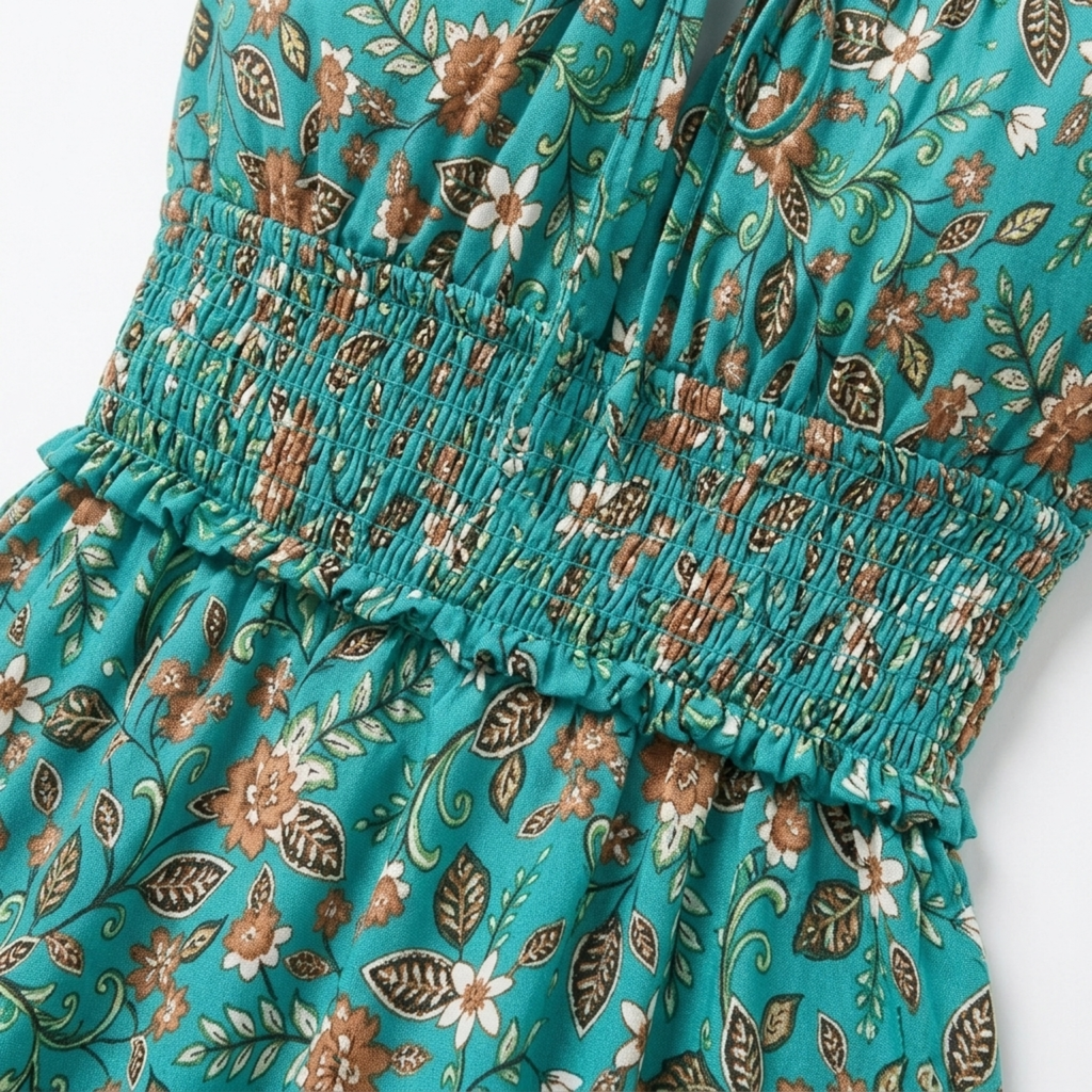 Robe d'été grande taille pour femme évasée à bretelles imprimé fleuri