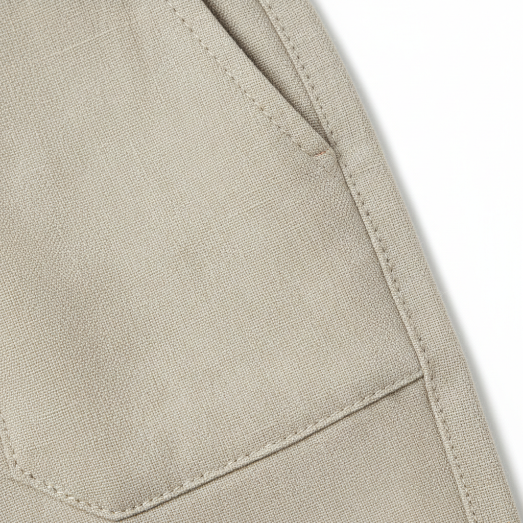 Pantalon en Coton et Lin pour Homme avec Taille Élastique et Coupe Droite