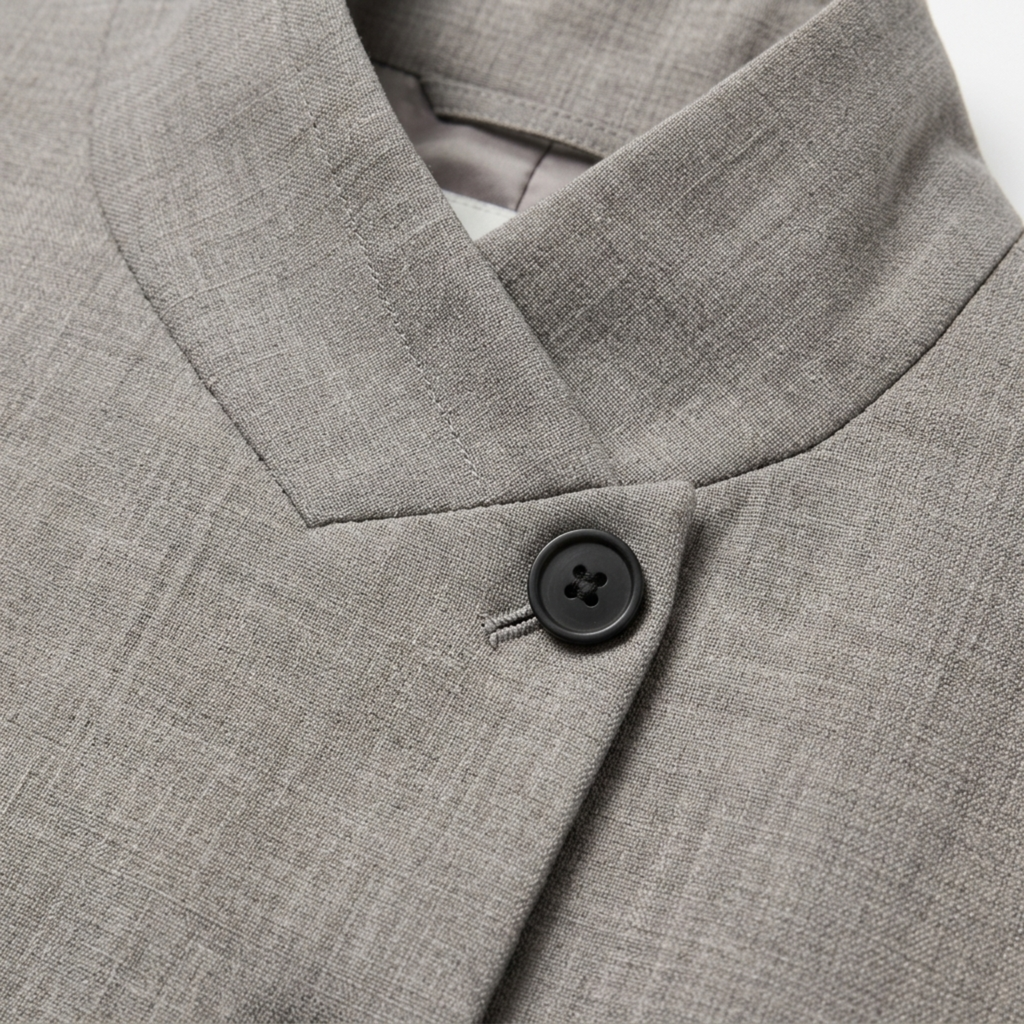 Veste en Polyester Femme – Col Montant et Coupe Asymétrique Décontractée