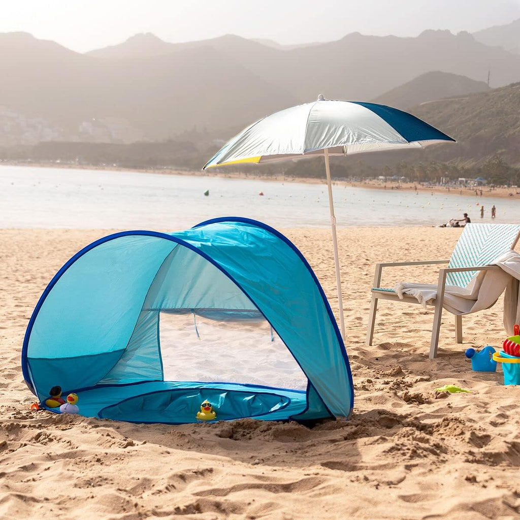 Tente de Plage Bébé avec Piscine Intégrée et Protection Solaire UPF 50+