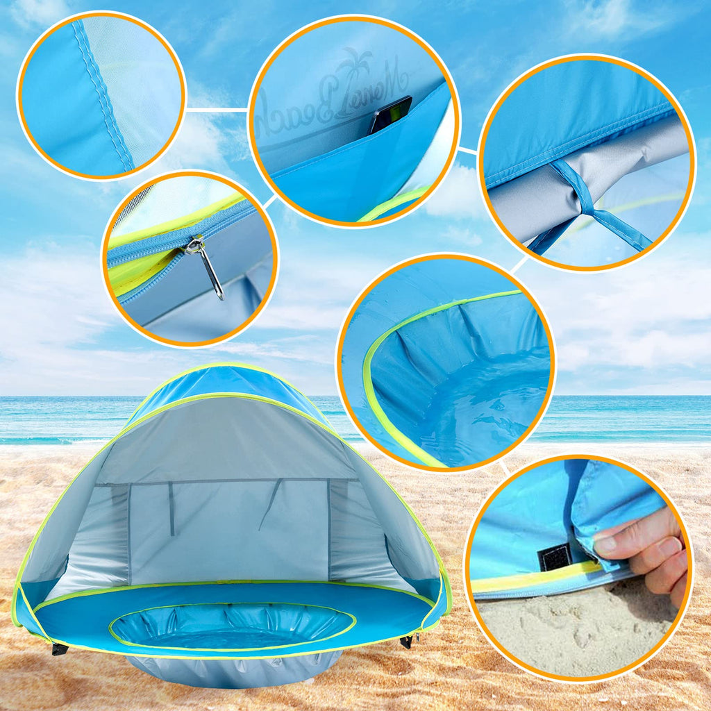 Tente de Plage Bébé avec Piscine Intégrée et Protection Solaire UPF 50+