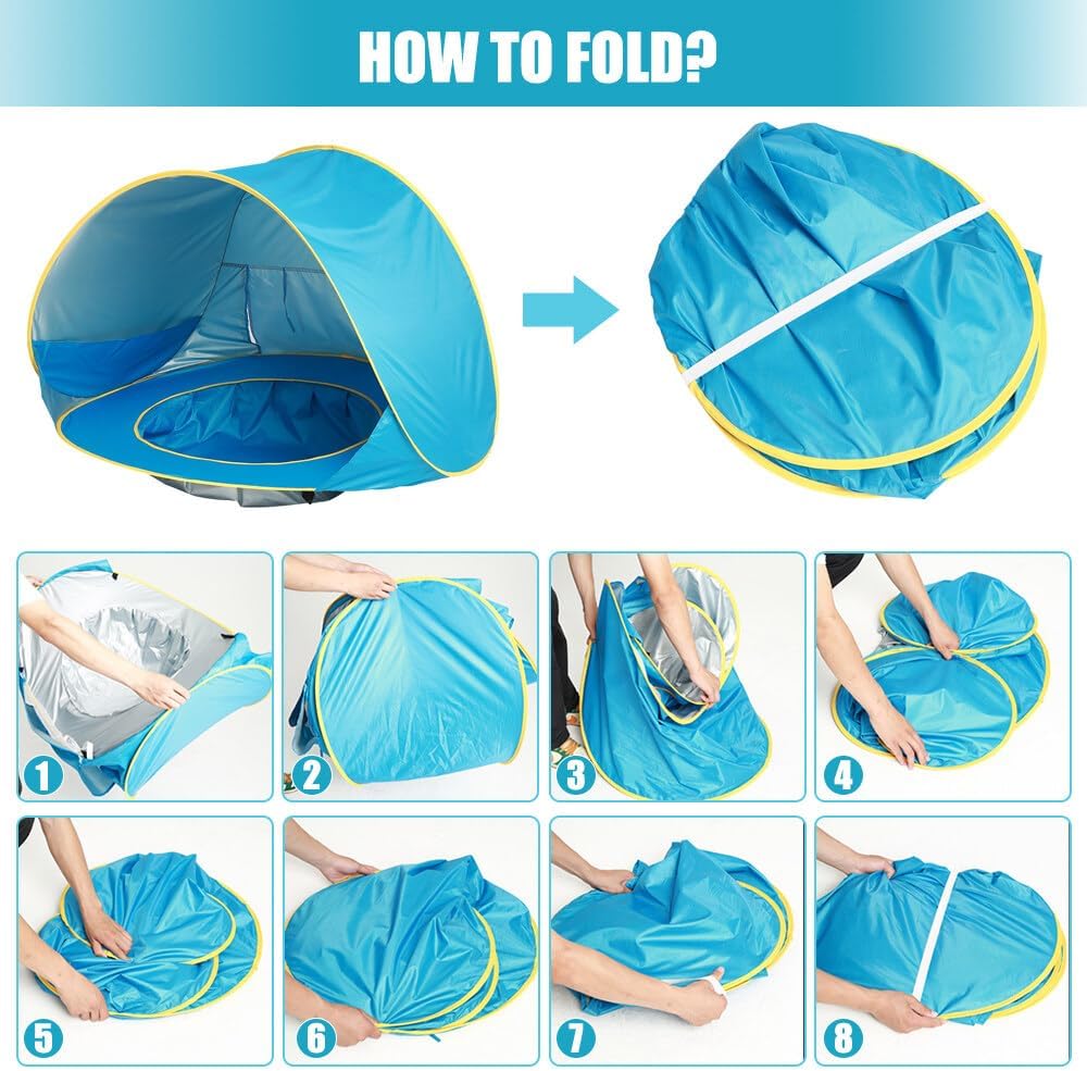 Tente de Plage Bébé avec Piscine Intégrée et Protection Solaire UPF 50+