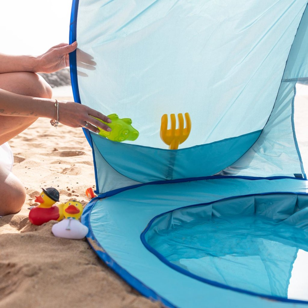 Tente de Plage Bébé avec Piscine Intégrée et Protection Solaire UPF 50+