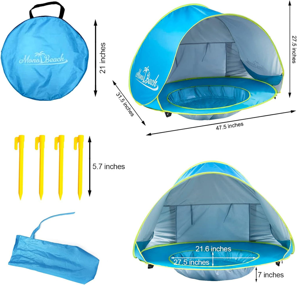 Tente de Plage Bébé avec Piscine Intégrée et Protection Solaire UPF 50+