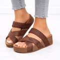 Mules Compensées À Lanières Croisées