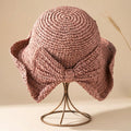 Chapeau de paille à grand bord femme - ruban avec nœud - accessoire voyage soleil