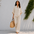 Ensemble deux pièces pour femme - chemise oversize et pantalon été