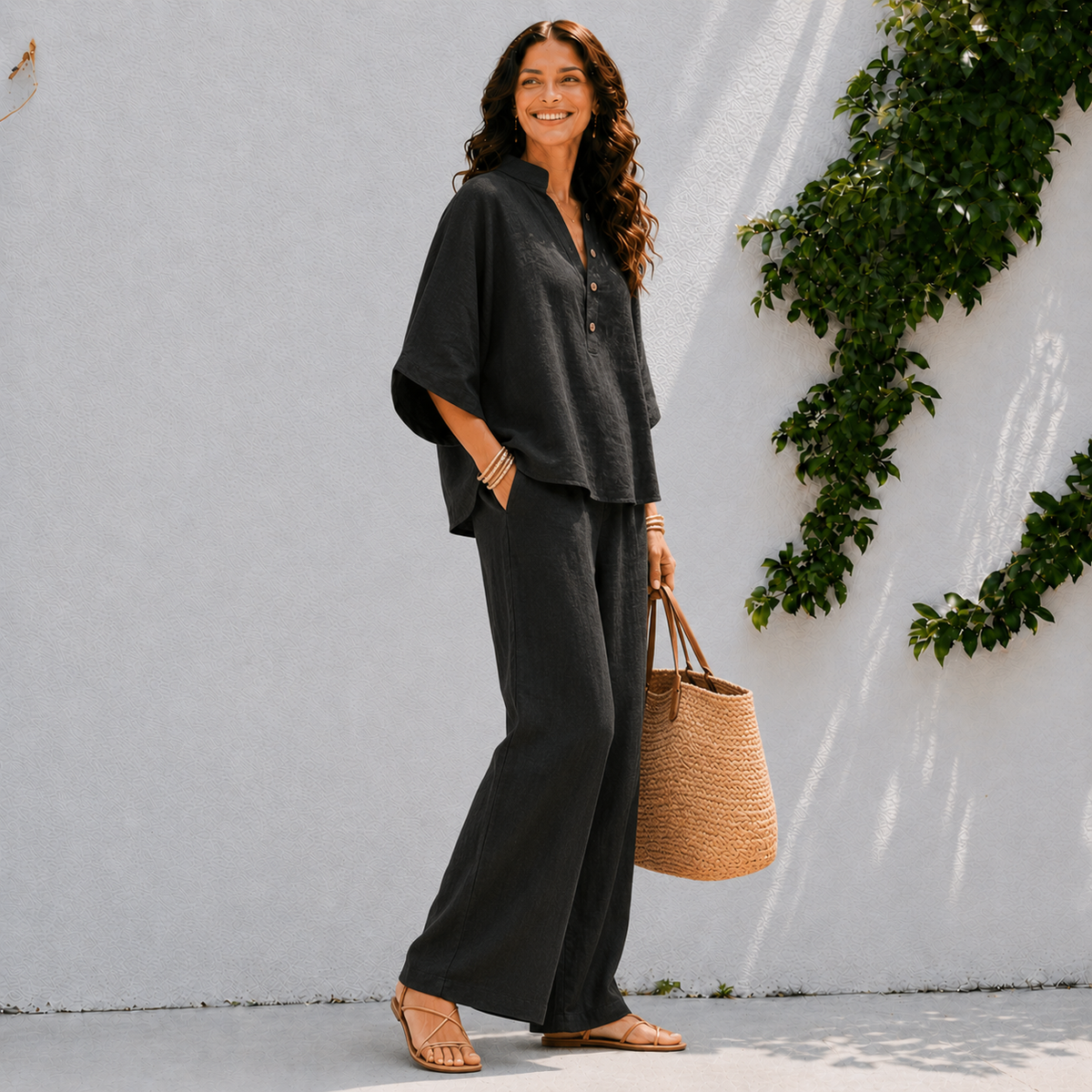 Ensemble deux pièces pour femme - chemise oversize et pantalon été