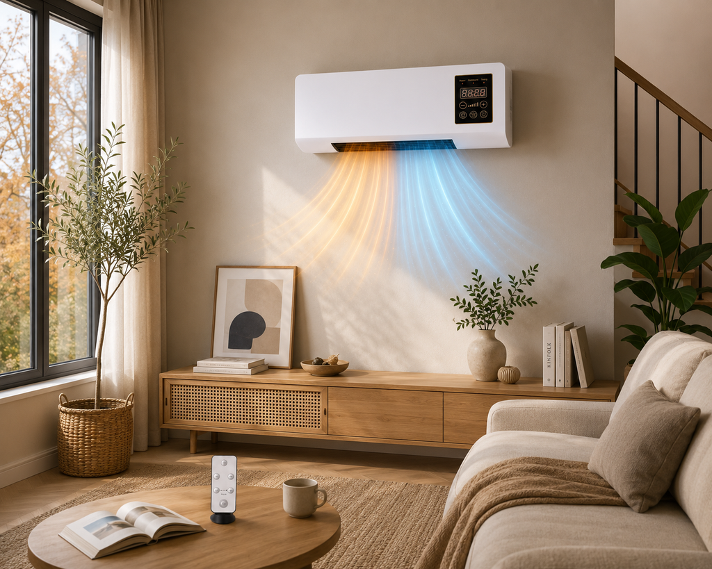 Chauffage Mural Multifonction avec Ventilation, Télécommande et Affichage LED