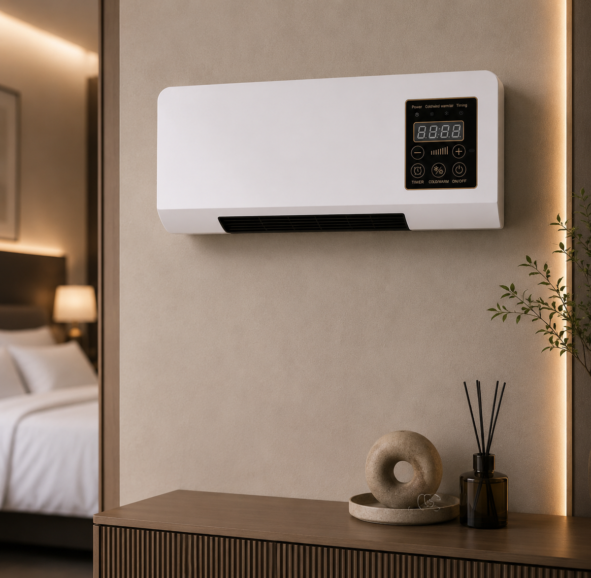 Chauffage Mural Multifonction avec Ventilation, Télécommande et Affichage LED