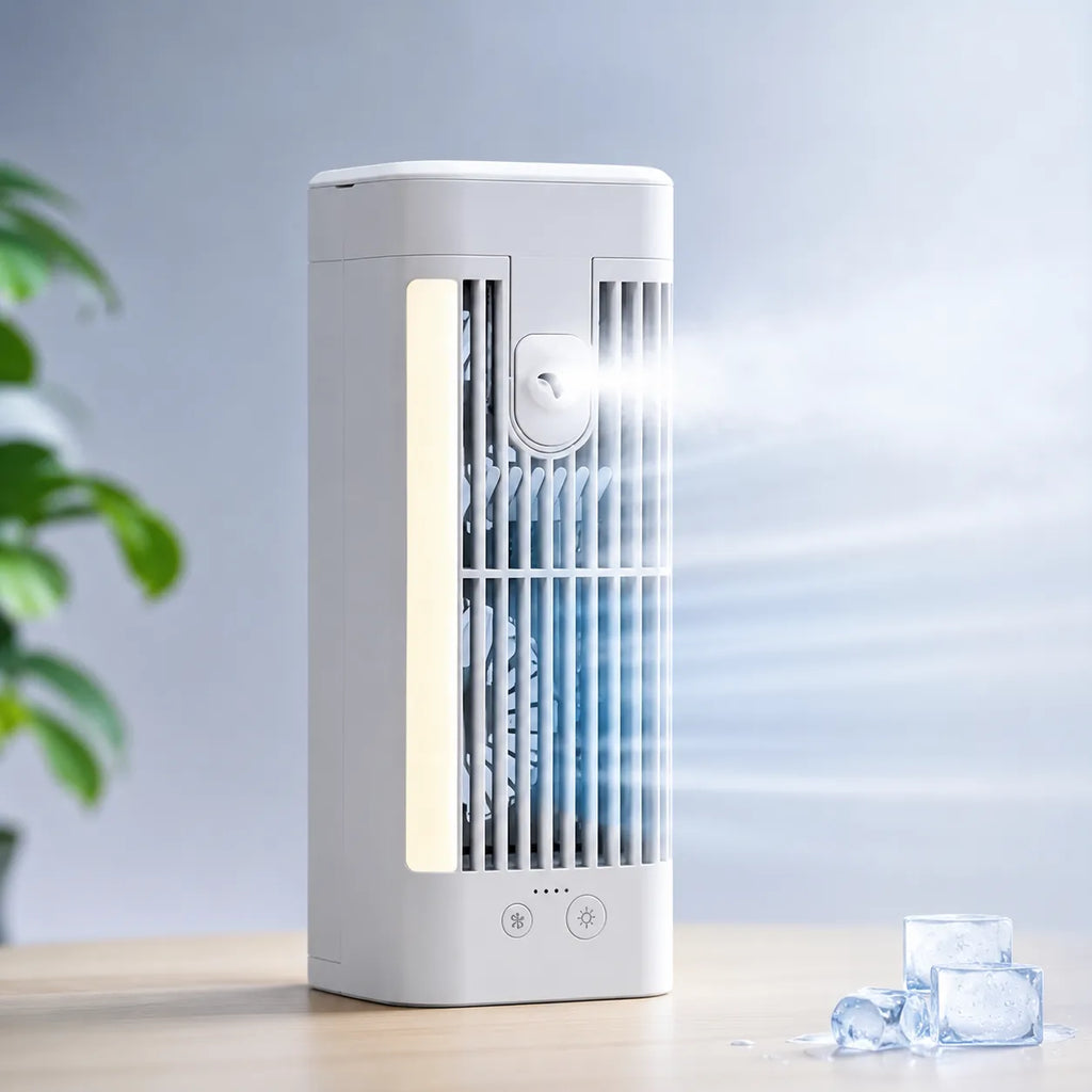 Mini Rafraîchisseur d’Air USB Compact avec Veilleuse LED et Refroidissement Personnel