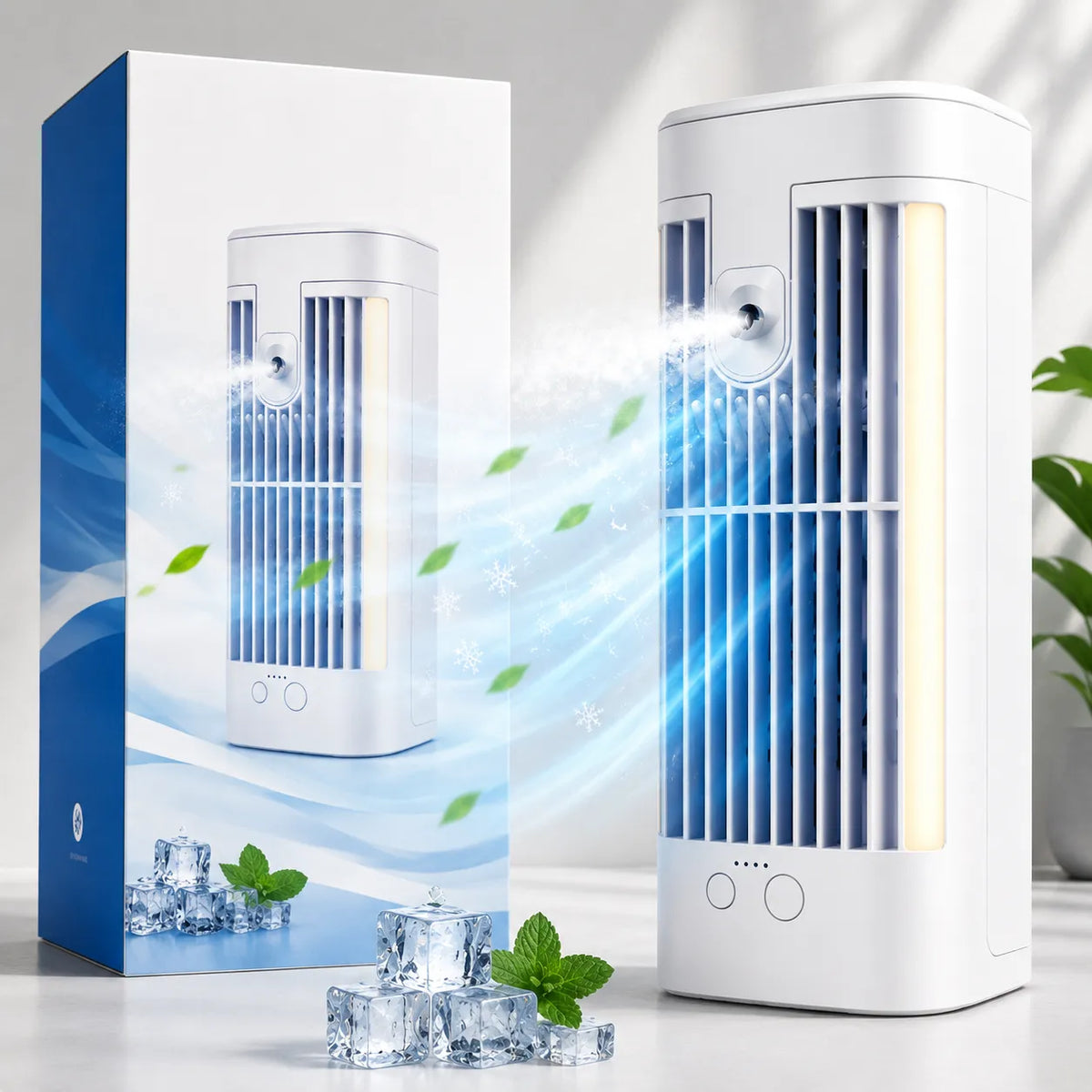 3-in-1 USB Mini Air Cooler with Night Light for Office and Bedroom