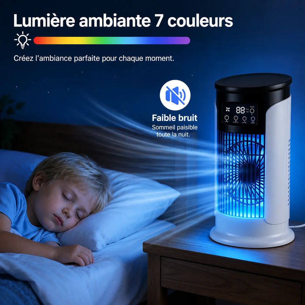 3-in-1 Portable Air Conditioner with Misting, 7-Color LED, and 6 Speeds