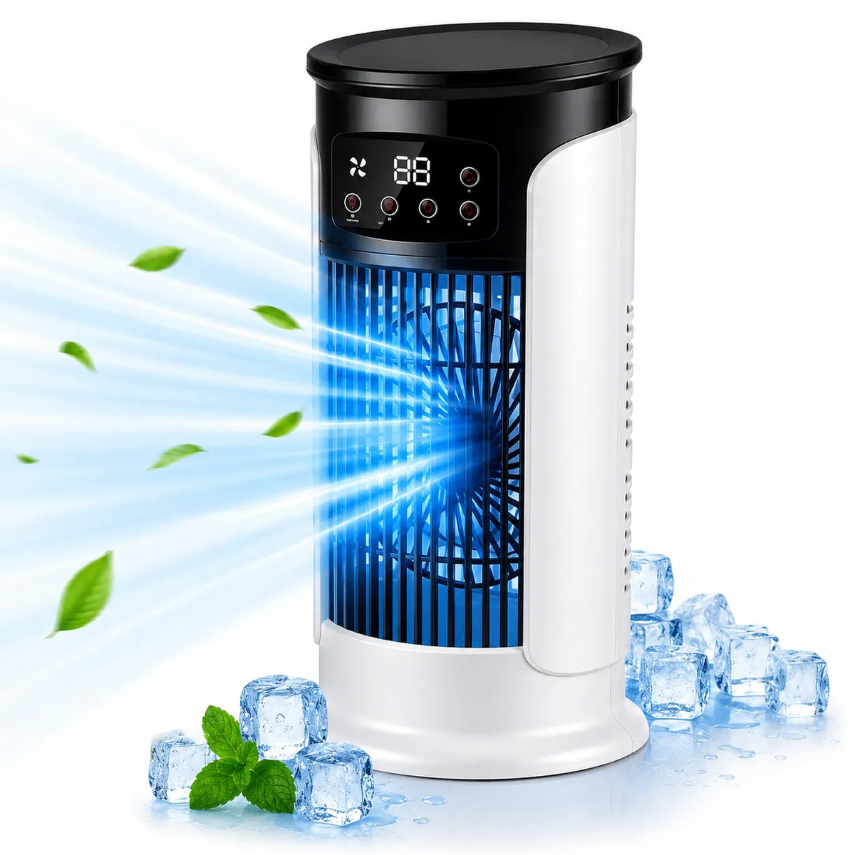 Mini Climatiseur Portable avec Brumisation, Éclairage LED et 6 Vitesses