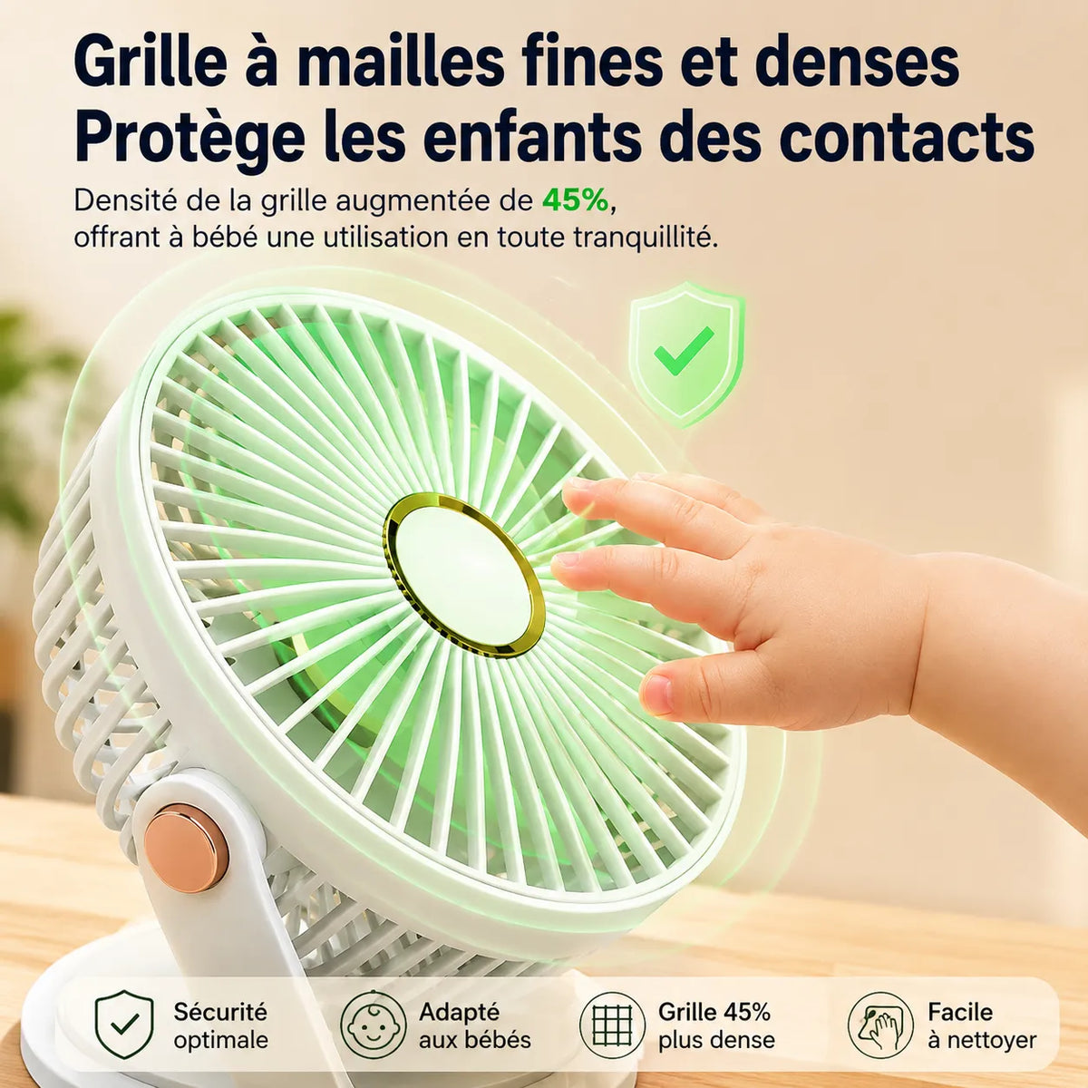 Rechargeable Cordless Clip-On Fan with LED and 8000 mAh Battery