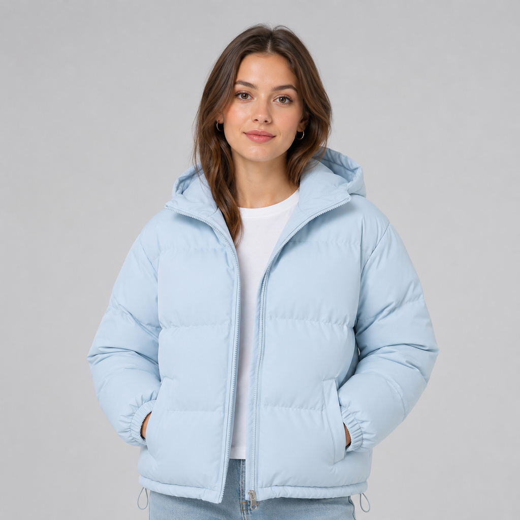Doudoune en Coton Mixte – Capuche Ajustable et Fermeture Zippée Sécurisée