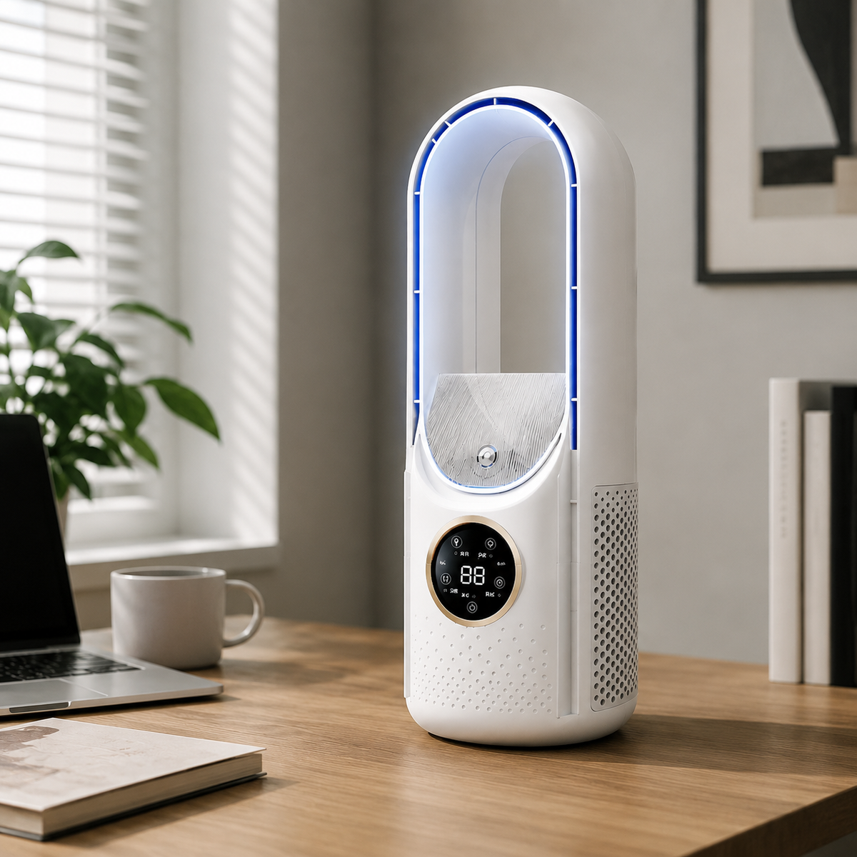 Climatiseur Sans Pales Portable Silencieux avec Refroidissement Réglable et Design Moderne