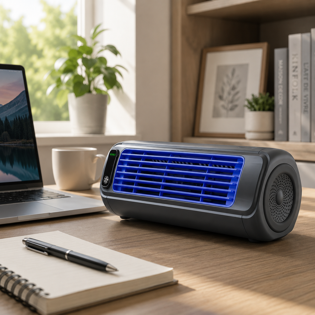 Ventilateur Portable Rechargeable 3-en-1 Sans Fil avec Batterie Longue Durée 2000 mAh