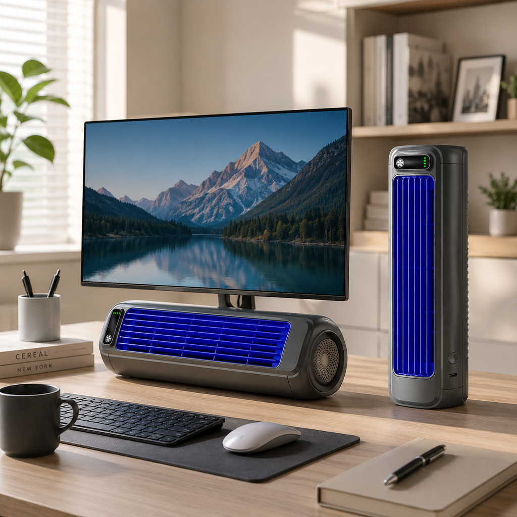 Ventilateur Portable Rechargeable 3-en-1 Sans Fil avec Batterie Longue Durée 2000 mAh