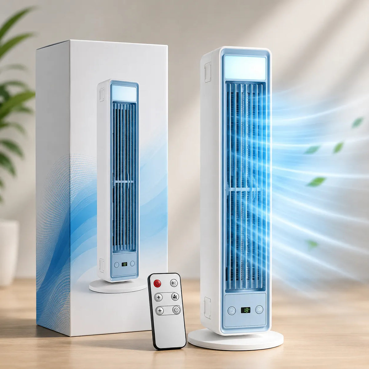 Ventilateur Tour Sans Lames à Flux d’Air Silencieux et Diffusion Uniforme