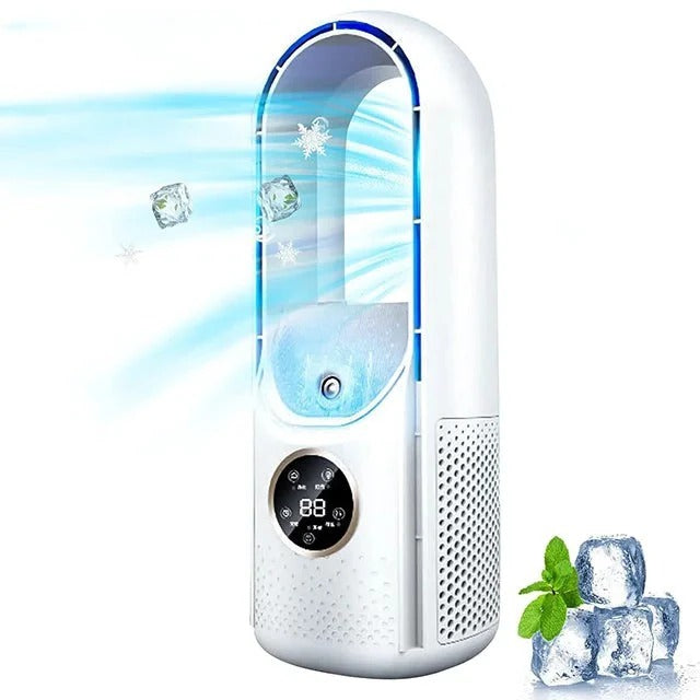 Compact Portable Bladeless Air Conditioner with Adjustable Cooling and Quiet Operation