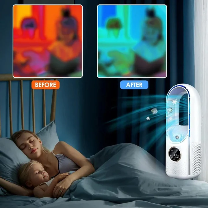 Compact Portable Bladeless Air Conditioner with Adjustable Cooling and Quiet Operation