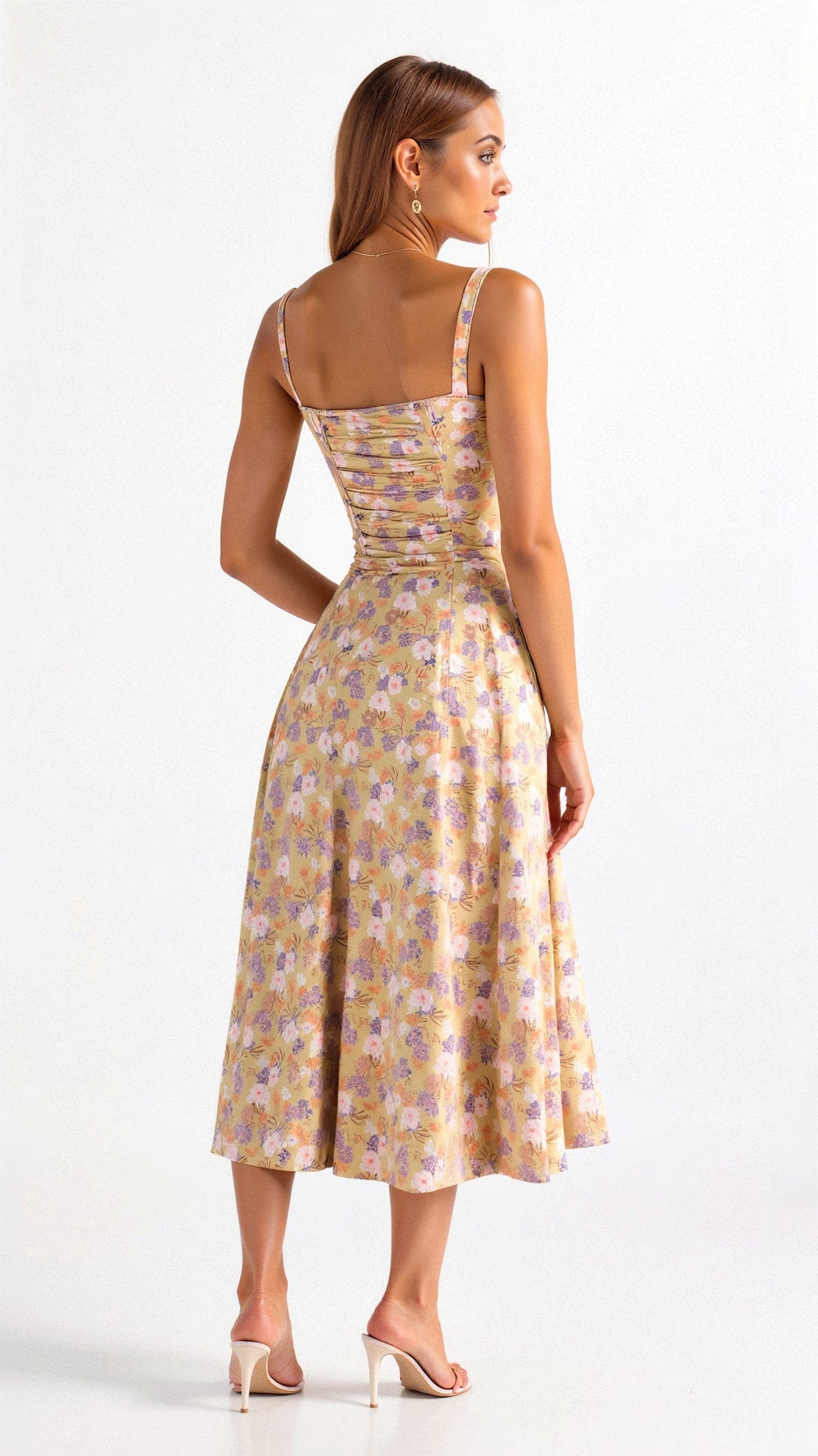 Robe Corset Midi Motif Floral