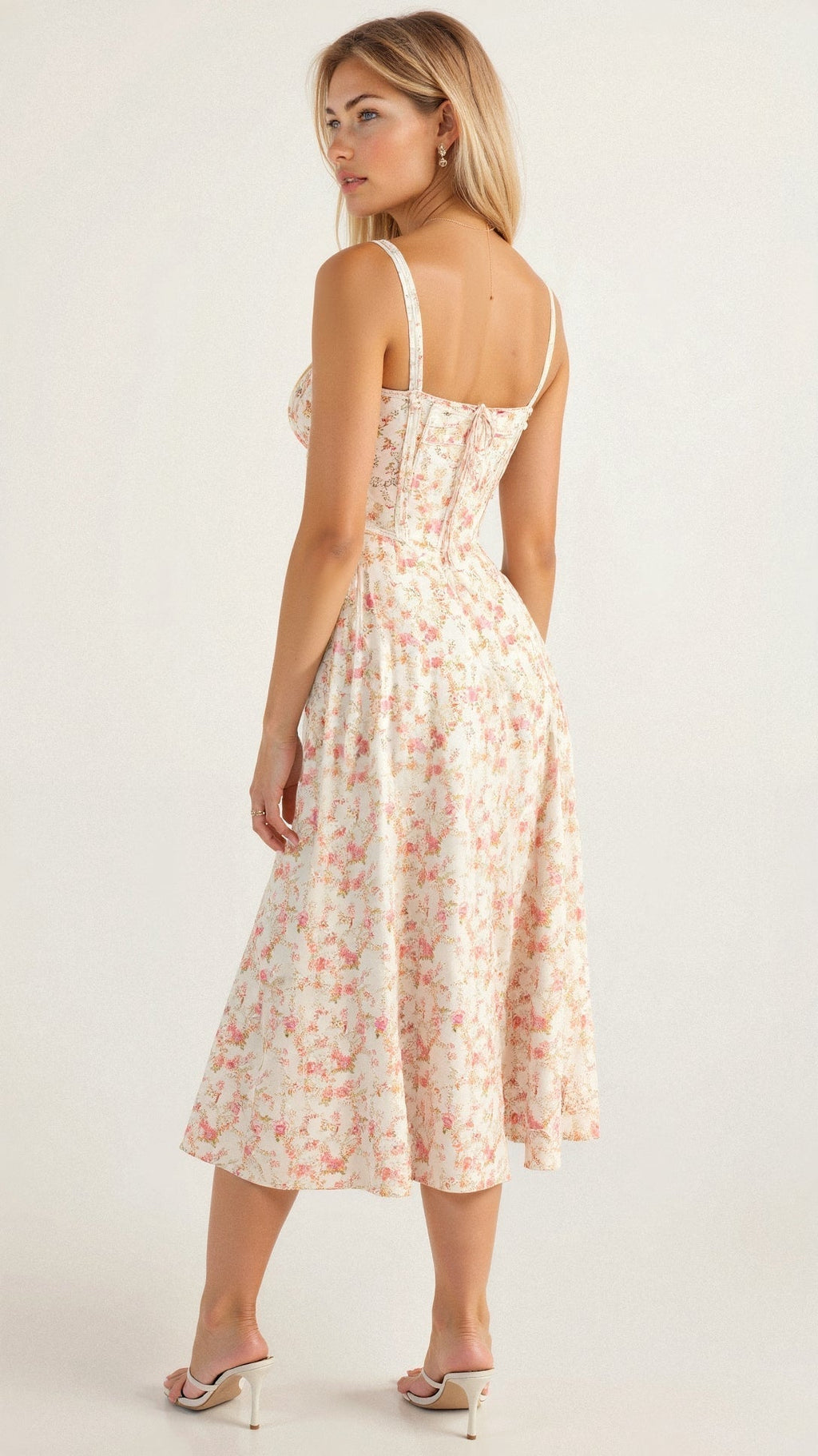 Robe Corset Midi Motif Floral