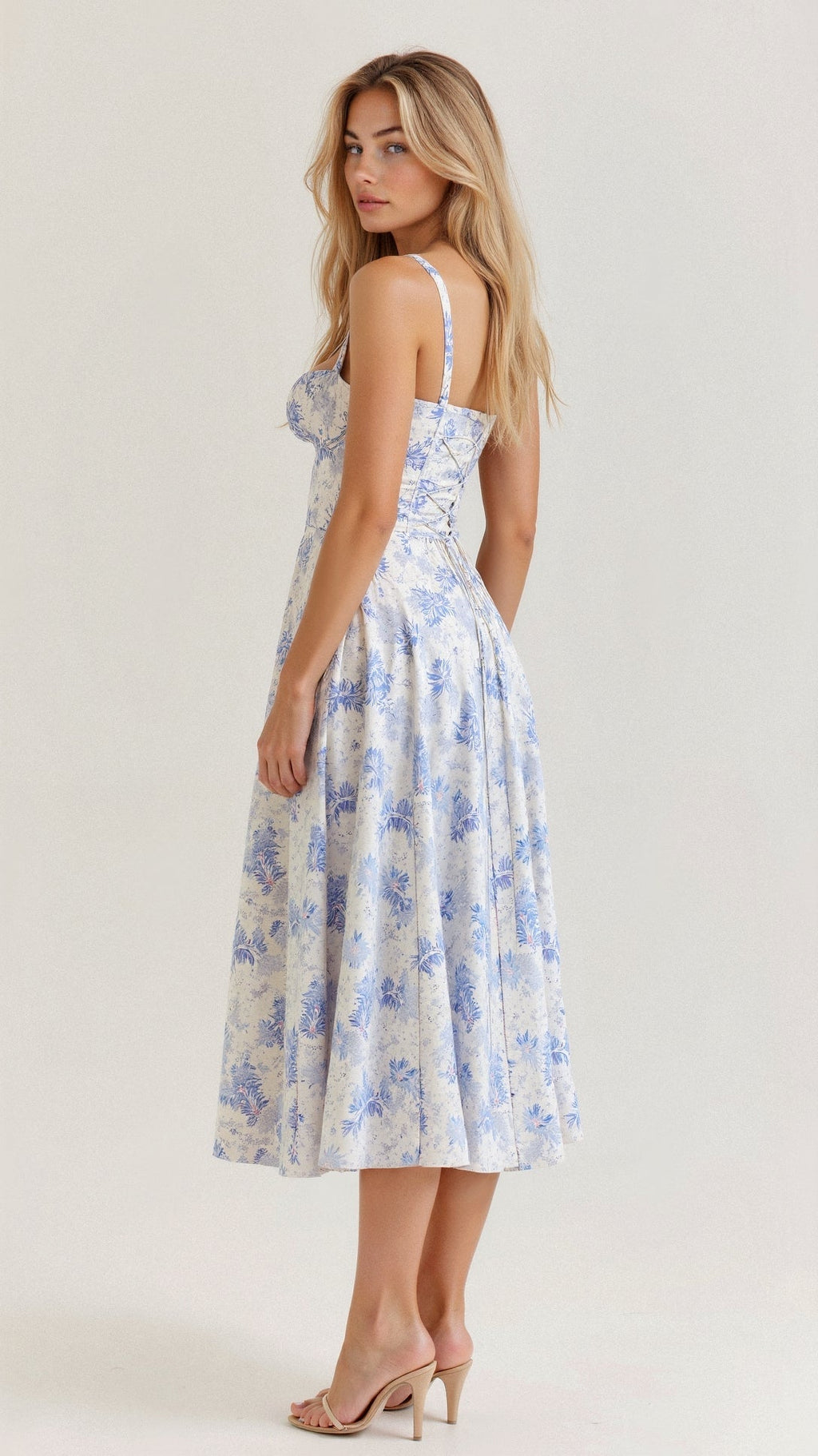 Robe Corset Midi Motif Floral