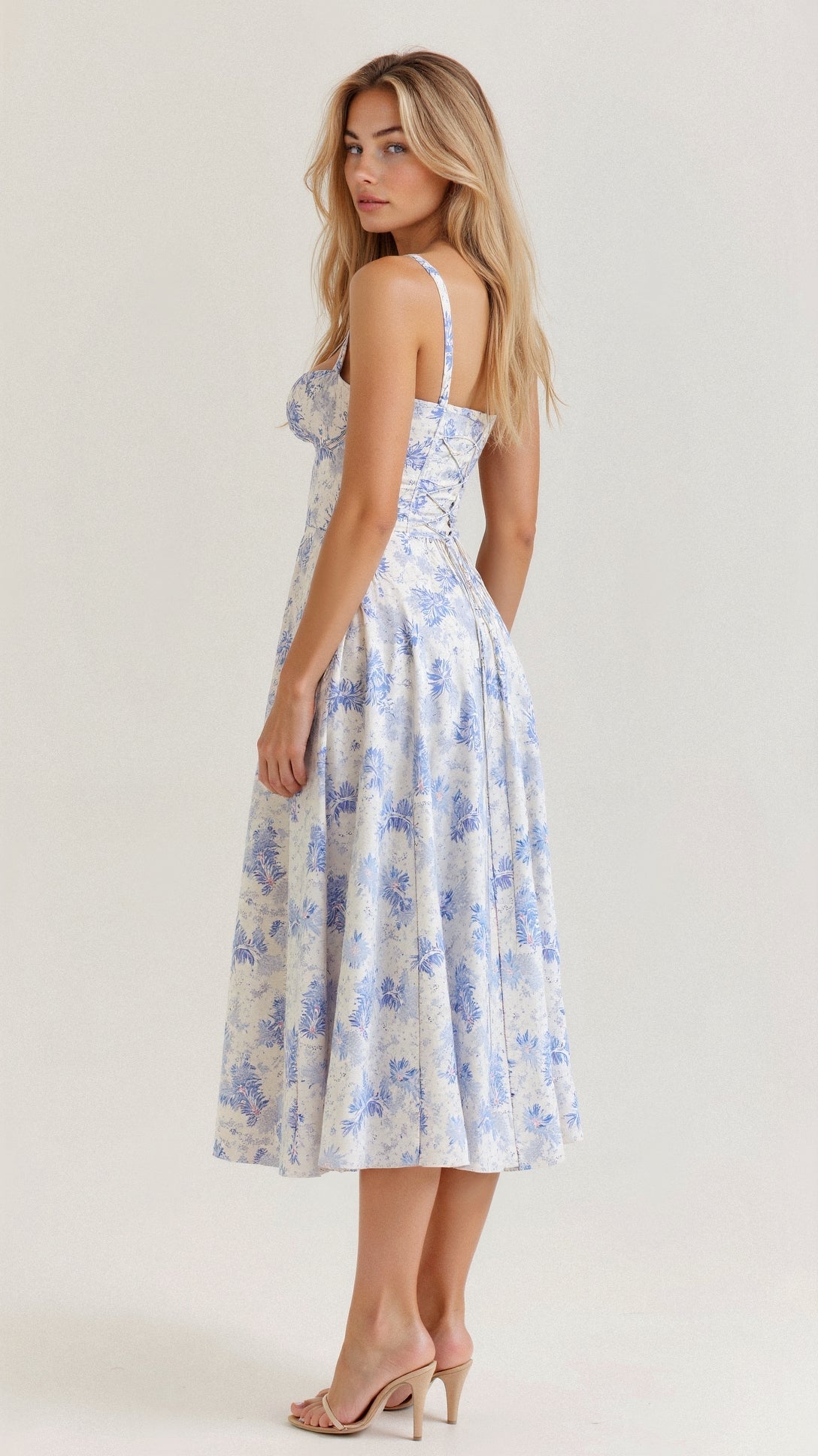 Robe Corset Midi Motif Floral