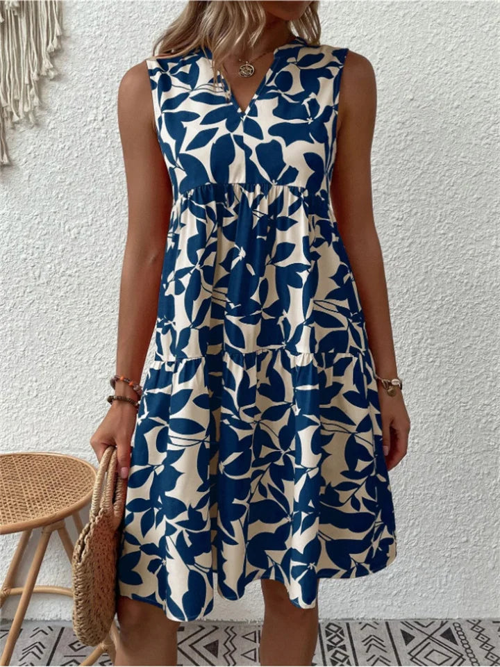 Robe mi-longue femme imprimée coupe droite