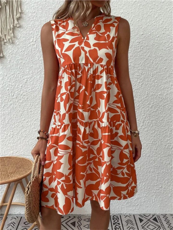 Robe mi-longue femme imprimée coupe droite