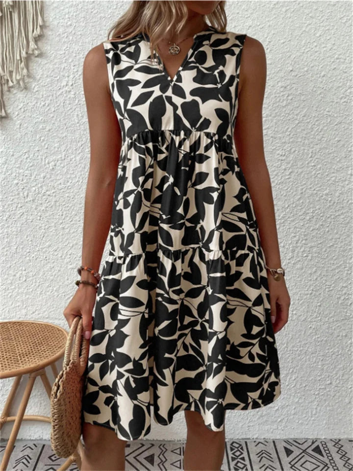 Robe mi-longue femme imprimée coupe droite