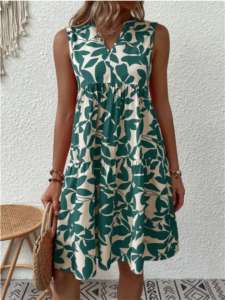Robe mi-longue femme imprimée coupe droite