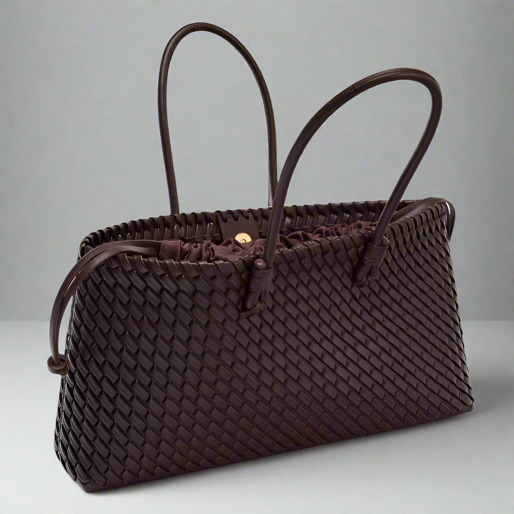 Sac en Cuir Tissé Femme – Poches Zippées et Format Quotidien Intemporel