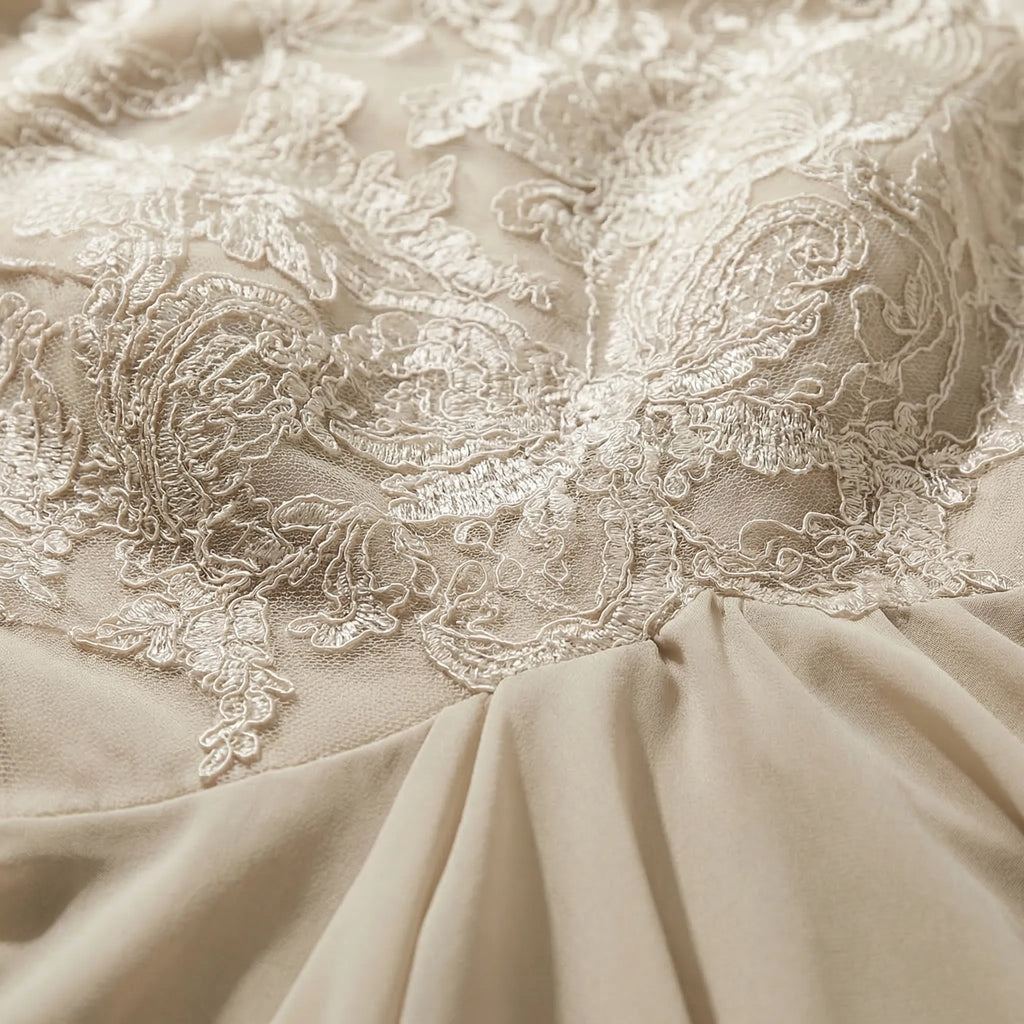 Robe de cocktail pour femme - coupe trapèze et buste en dentelle | soirée