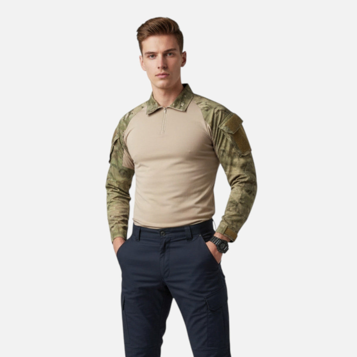 Ancienne Monde | Chemise Homme Style Militaire en Coton Résistant