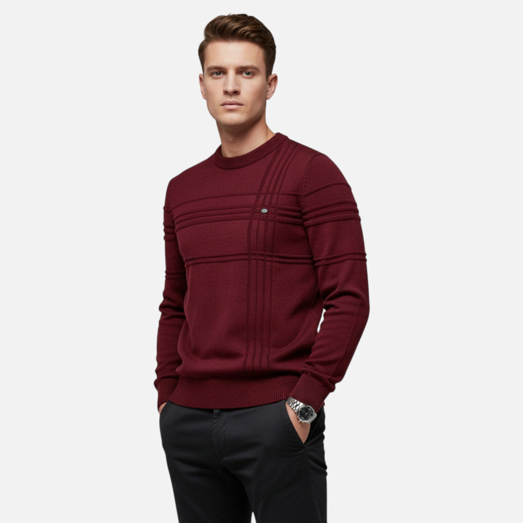Ancienne Monde | Pull Homme en Coton Rayé Col Rond Intemporel