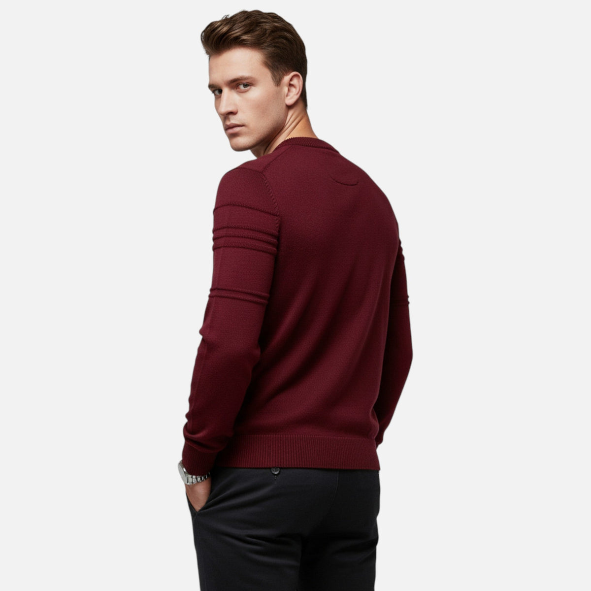 Ancienne Monde | Pull Homme en Coton Rayé Col Rond Intemporel