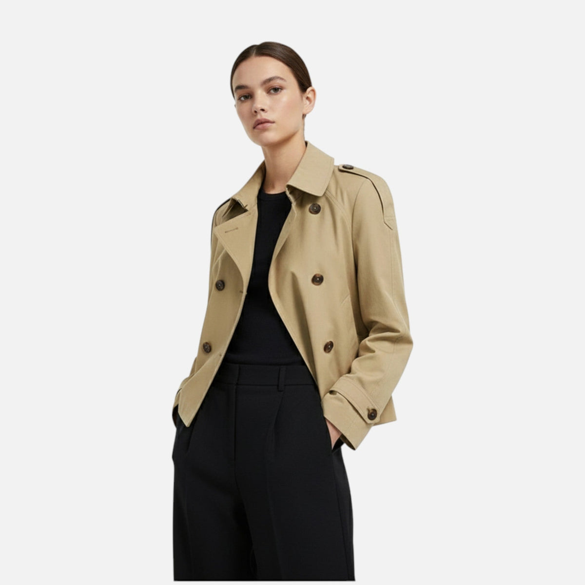 Ancienne Monde | Trench Court Ceinturé Élégant pour Femme