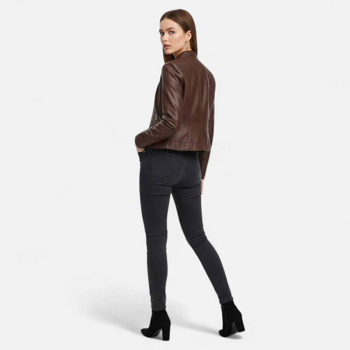 Ancienne Monde | Blouson Femme en Cuir Végan Style Classique Raffiné