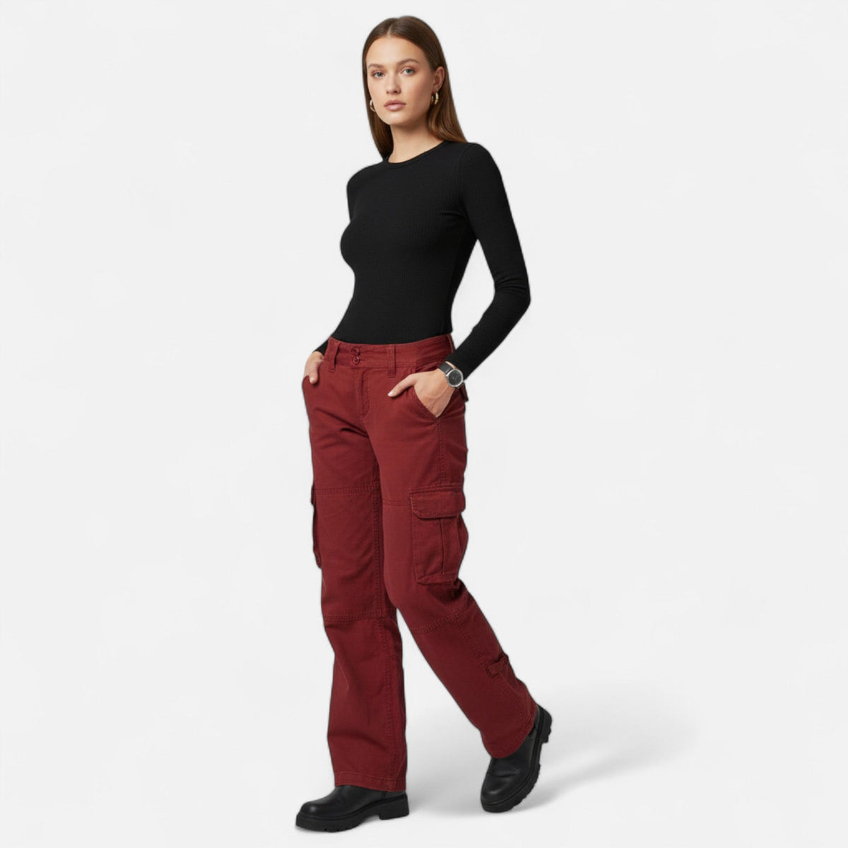 Ancienne Monde | Pantalon Cargo Femme Coupe Ample et Décontractée