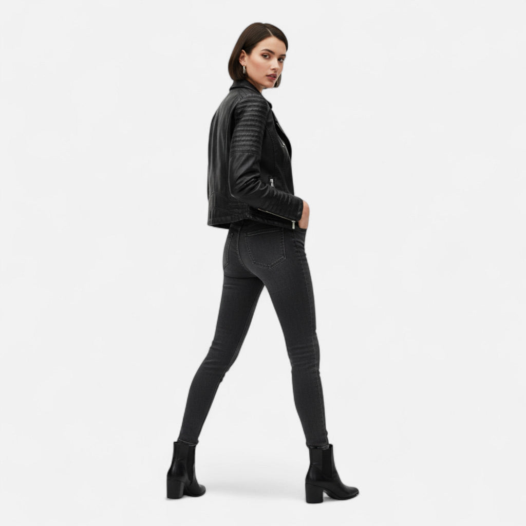 Ancienne Monde | Veste Femme en Cuir Style Motard