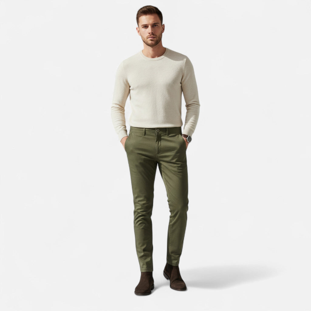 Chino en Coton Homme – Coupe Ajustée et Style Décontracté Chic au Quotidien