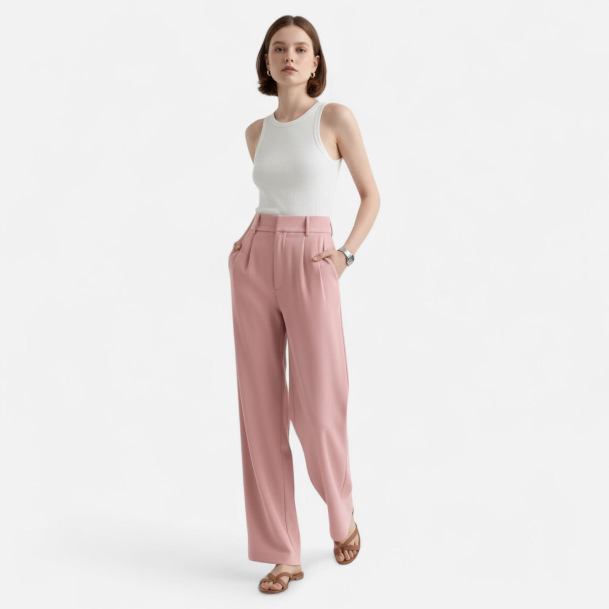 Ancienne Monde | Pantalon Femme Taille Haute Coupe Élégante Intemporelle