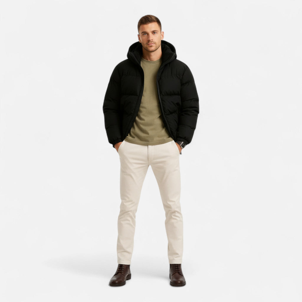 Doudoune en Polyester Homme – Capuche et Coupe Légère et Isolante
