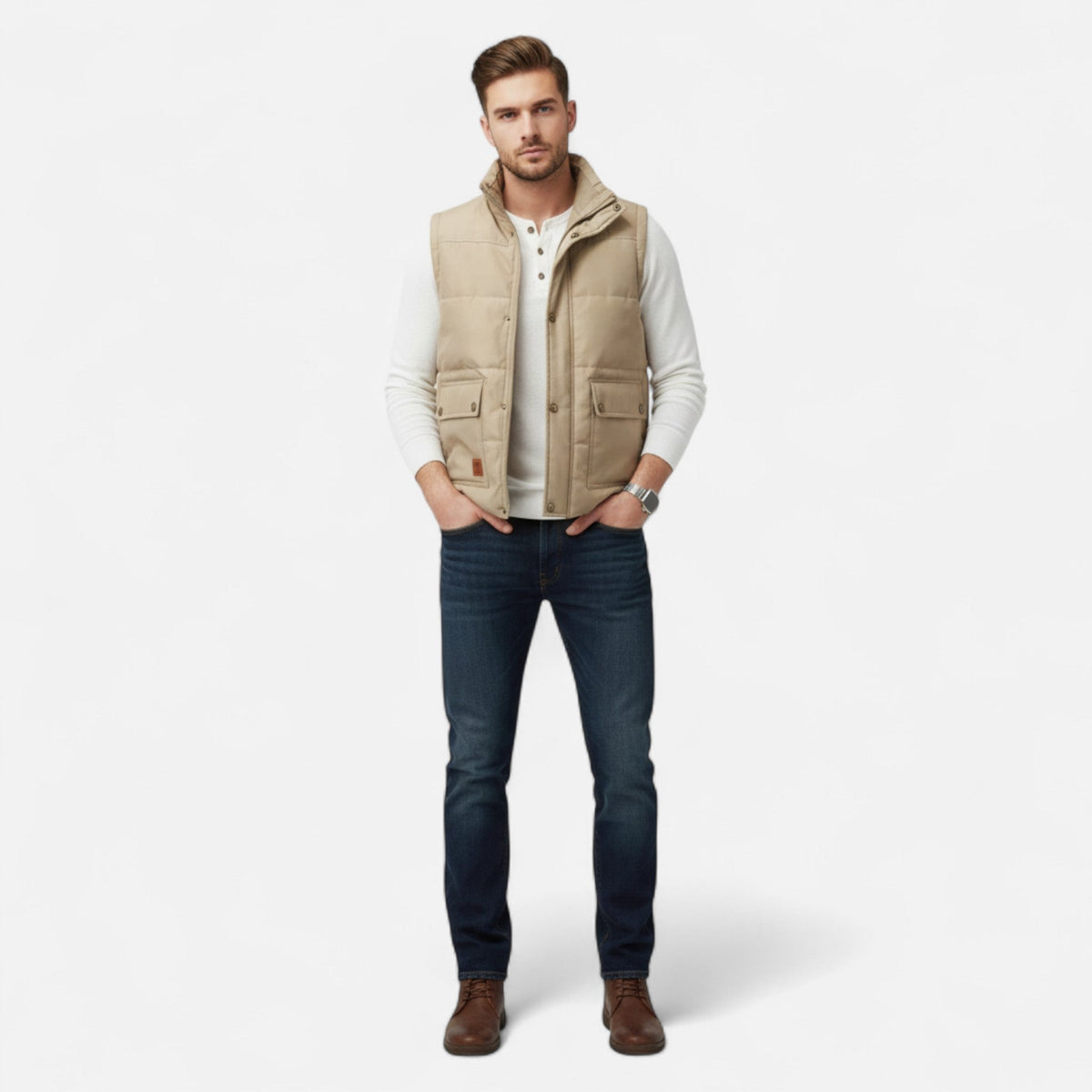 Ancienne Monde | Gilet Homme Matelassé Sans Manches Style Classique