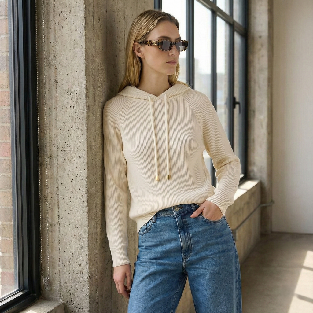 Sweat en Cachemire et Laine Femme – Coupe Ample et Cordons Ajustables