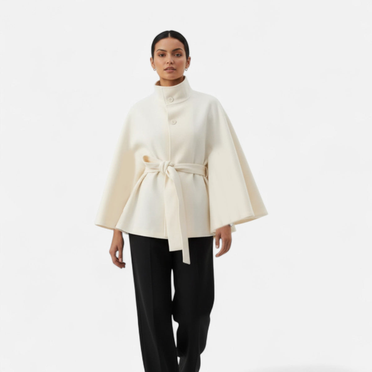 Ancienne Monde | Cape Femme Ceinturée Col Haut Vintagee