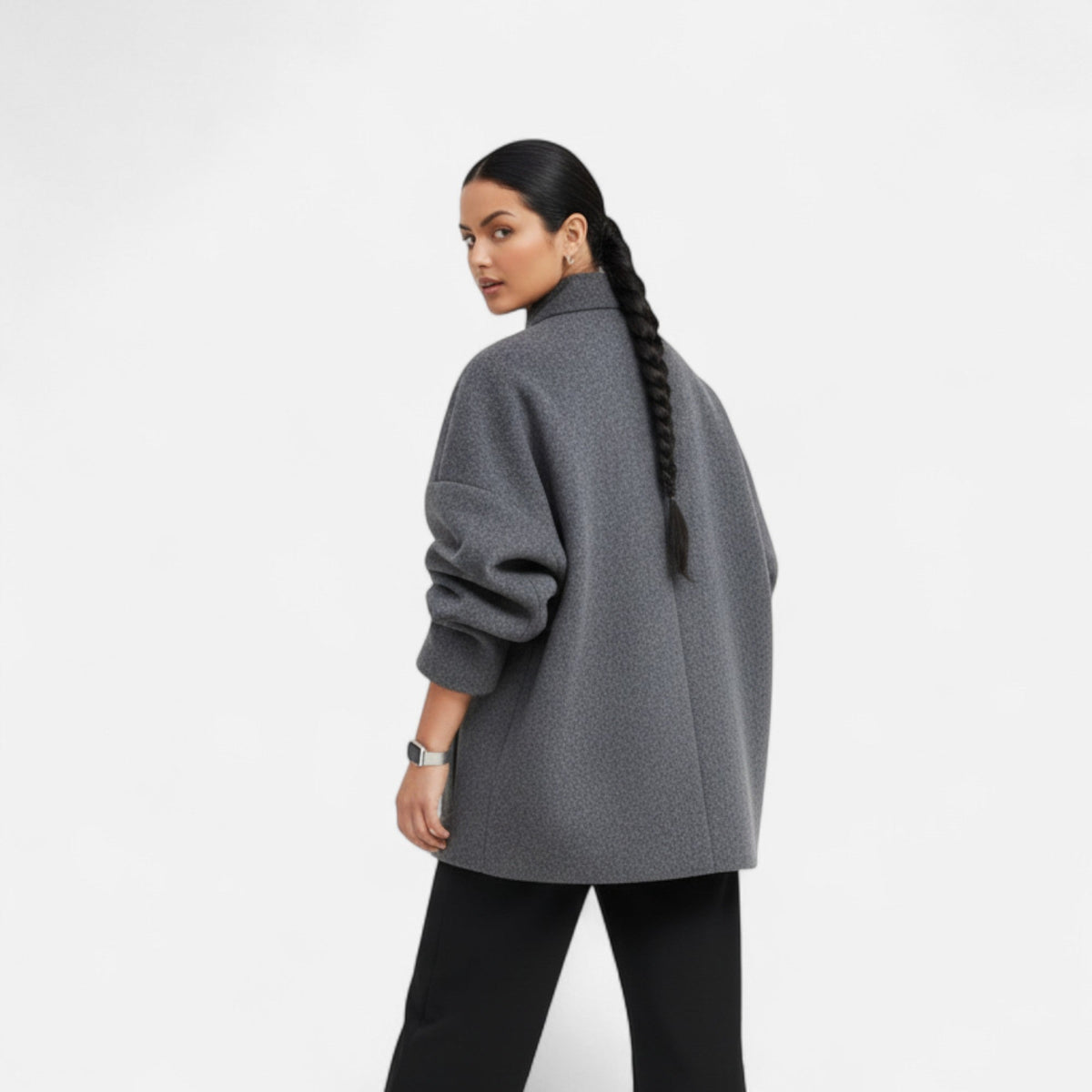 Ancienne Monde | Manteau Court Femme Col Haut Élégant
